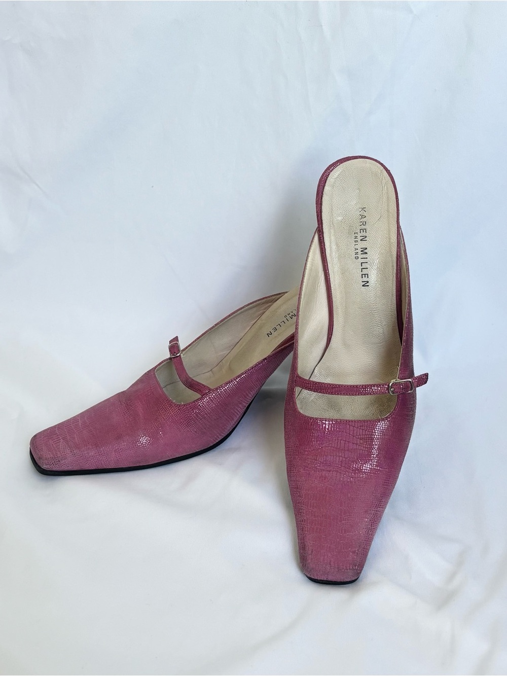 Karen Millen Pink Mary Jane Slingback Pumps with Square Toe